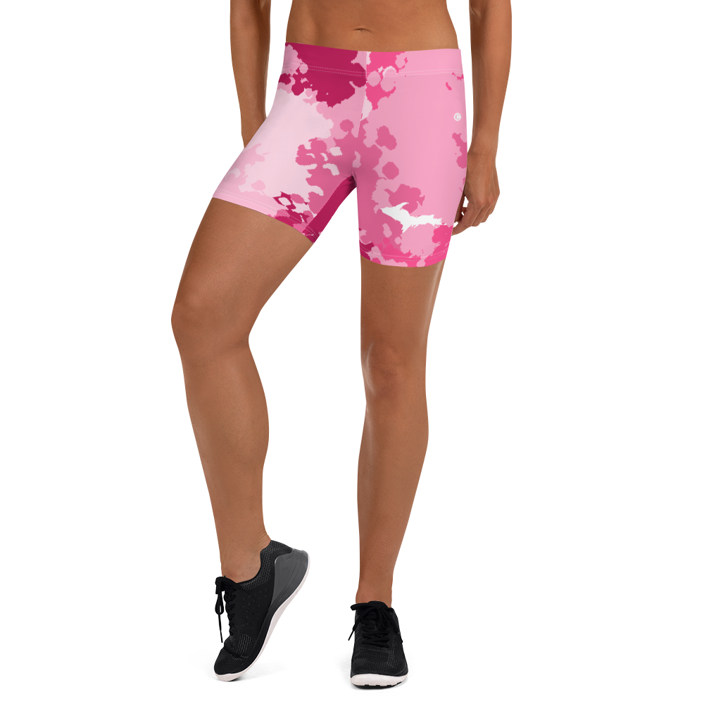 Michigan Upper Peninsula Tight Shorts (w/ UP Outline) | Pink Camo