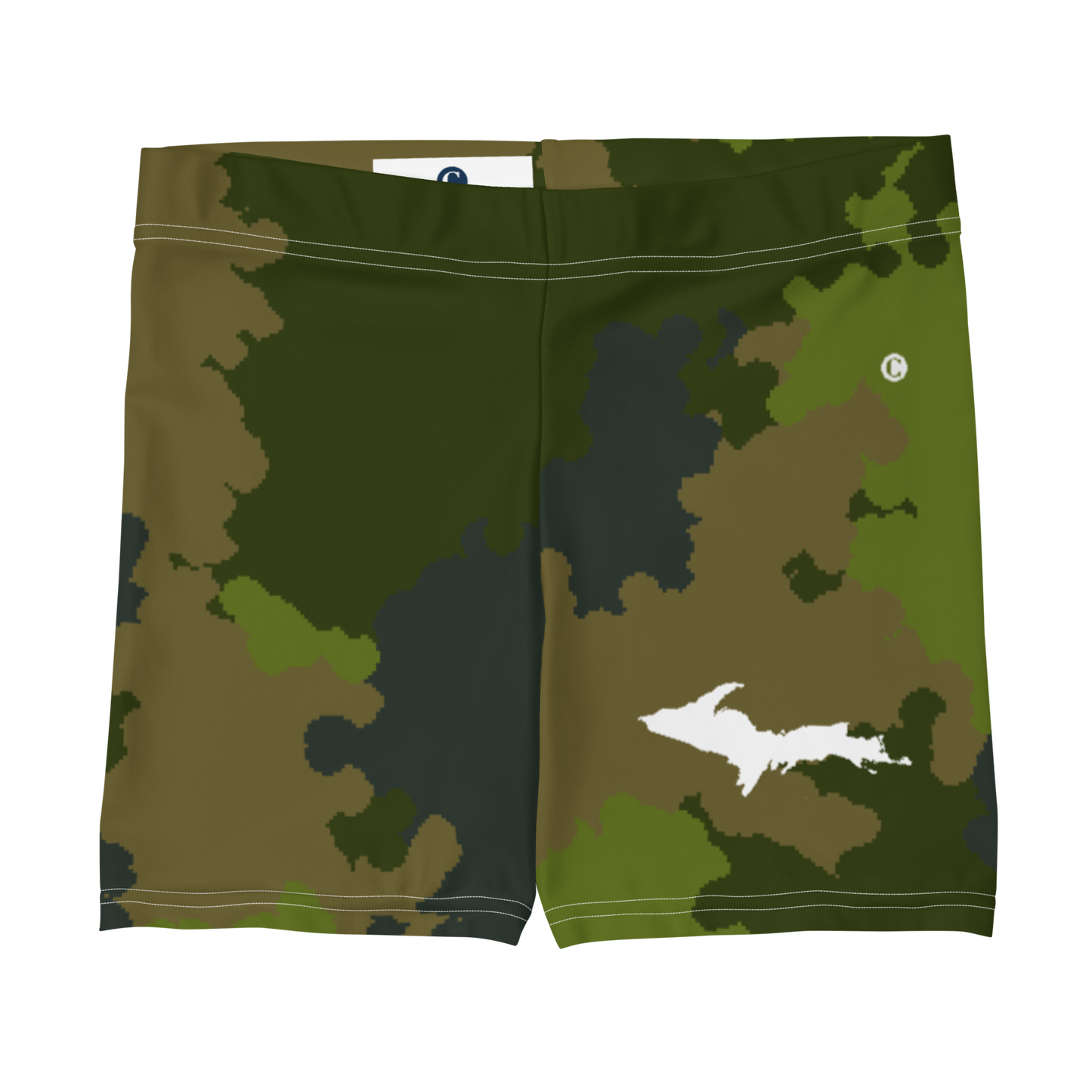 Michigan Upper Peninsula Tight Shorts (w/ UP Outline) | Woodland Camo