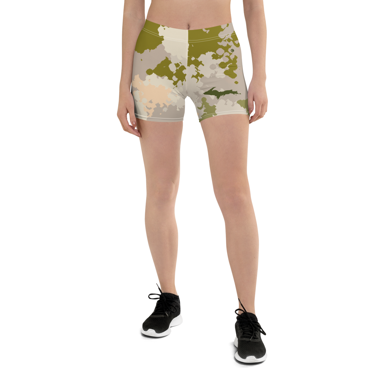 Michigan Upper Peninsula Tight Shorts (w/ UP Outline) | Rosy Mound Camo