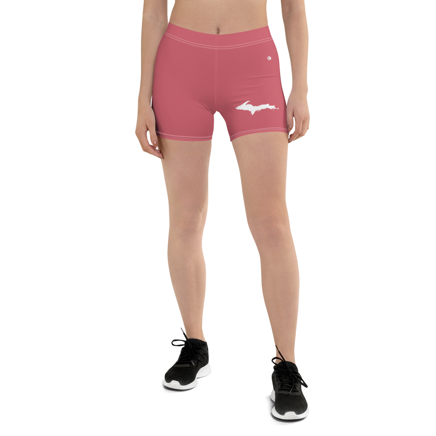 Michigan Upper Peninsula Tight Shorts (w/ UP Outline) | Watermelon Pink