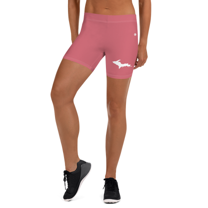 Michigan Upper Peninsula Tight Shorts (w/ UP Outline) | Watermelon Pink