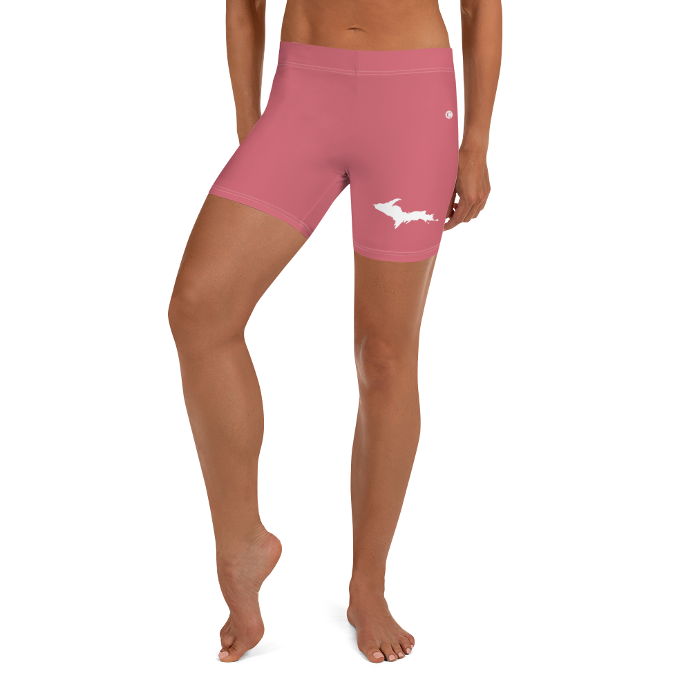 Michigan Upper Peninsula Tight Shorts (w/ UP Outline) | Watermelon Pink