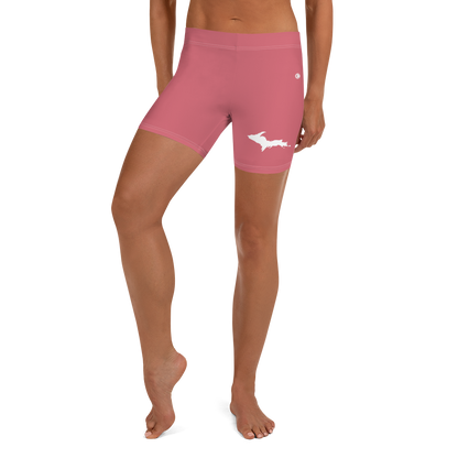 Michigan Upper Peninsula Tight Shorts (w/ UP Outline) | Watermelon Pink