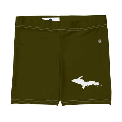 Michigan Upper Peninsula Tight Shorts (w/ UP Outline) | Military Green