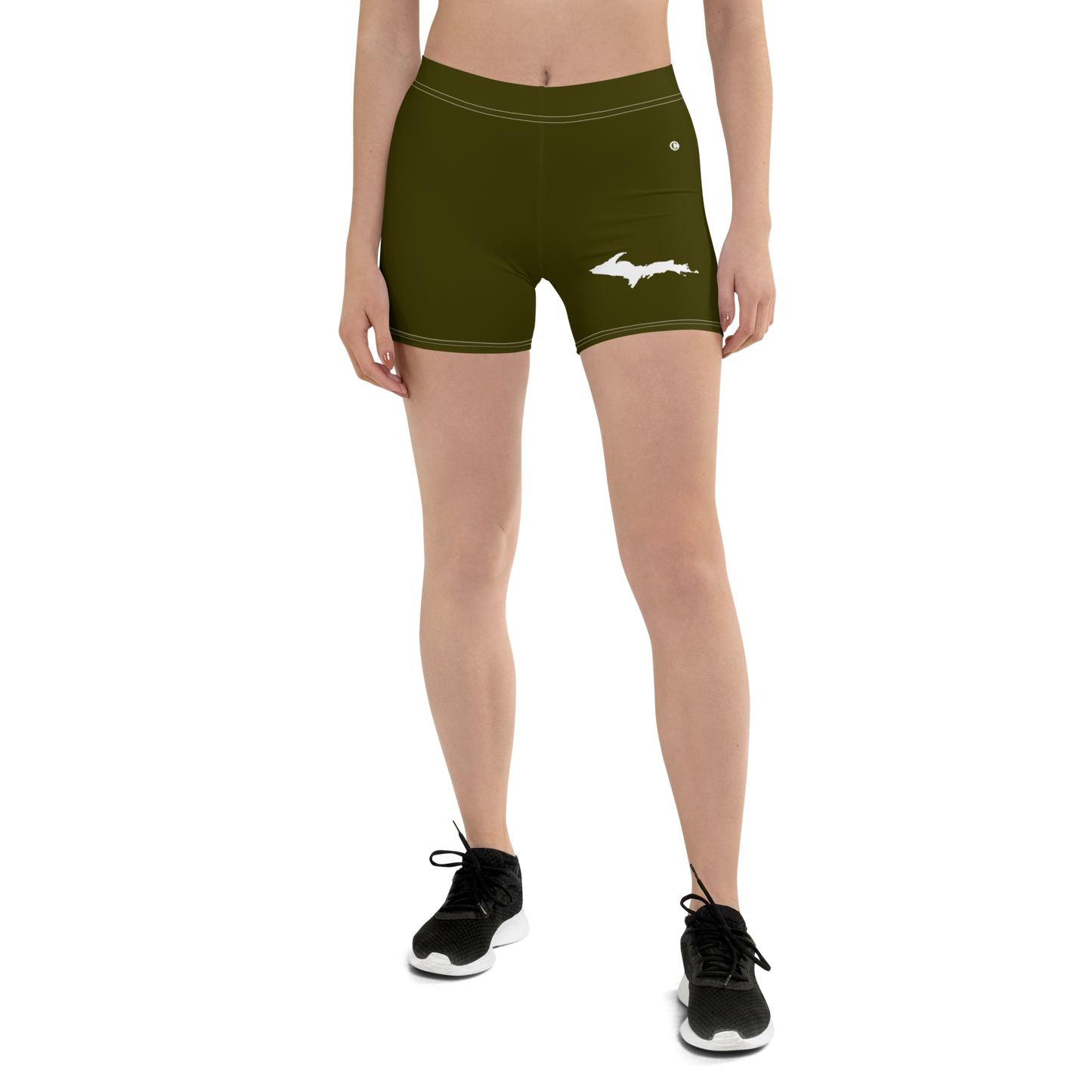 Michigan Upper Peninsula Tight Shorts (w/ UP Outline) | Military Green