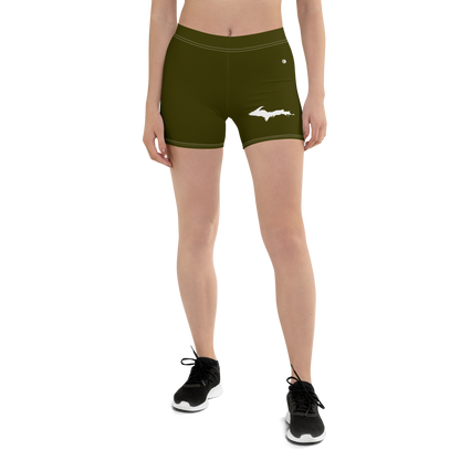 Michigan Upper Peninsula Tight Shorts (w/ UP Outline) | Military Green