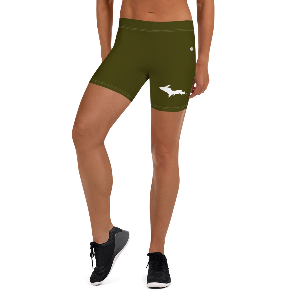 Michigan Upper Peninsula Tight Shorts (w/ UP Outline) | Military Green