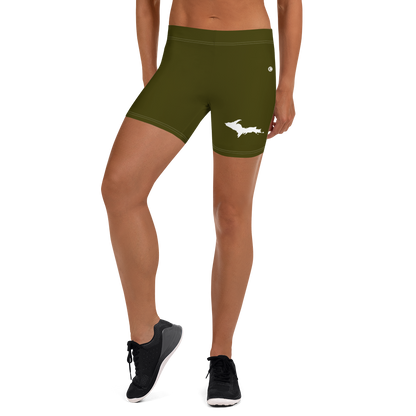 Michigan Upper Peninsula Tight Shorts (w/ UP Outline) | Military Green