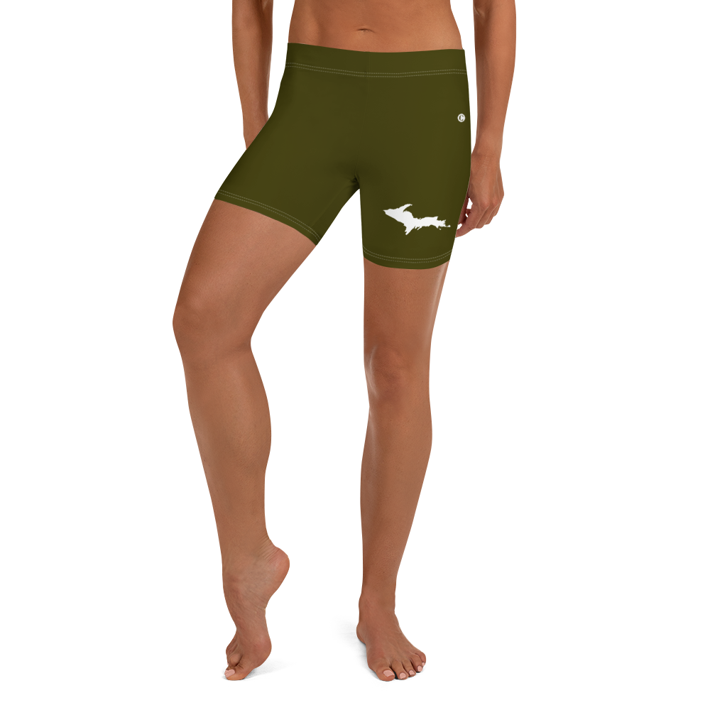 Michigan Upper Peninsula Tight Shorts (w/ UP Outline) | Military Green