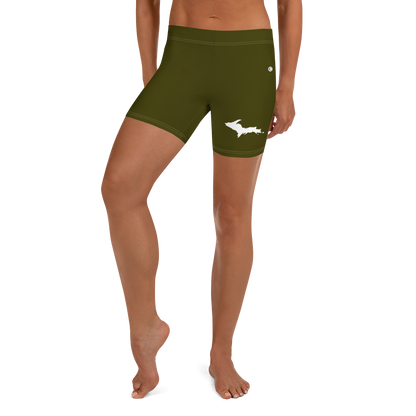 Michigan Upper Peninsula Tight Shorts (w/ UP Outline) | Military Green