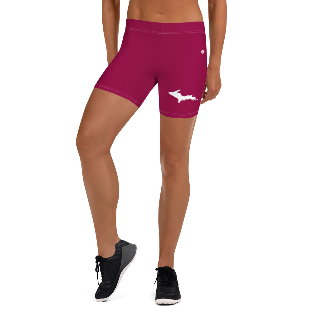 Michigan Upper Peninsula Tight Shorts (w/ UP Outline) | Burgandy