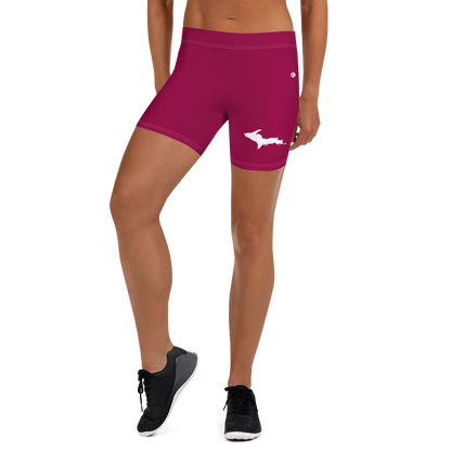 Michigan Upper Peninsula Tight Shorts (w/ UP Outline) | Burgandy