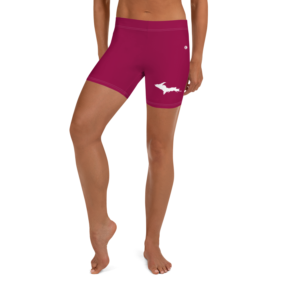 Michigan Upper Peninsula Tight Shorts (w/ UP Outline) | Burgandy