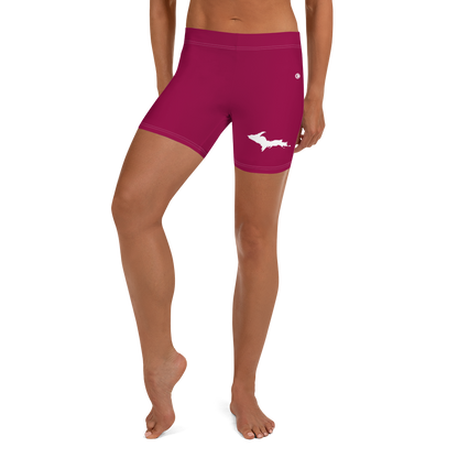 Michigan Upper Peninsula Tight Shorts (w/ UP Outline) | Burgandy