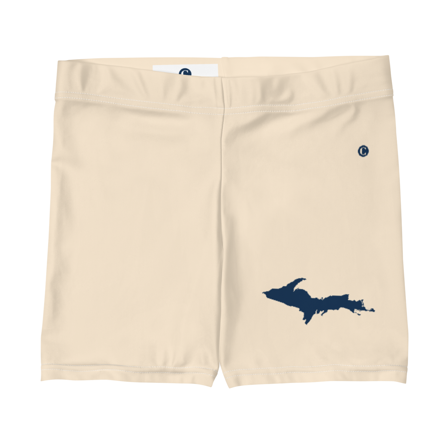 Michigan Upper Peninsula Tight Shorts (w/ UP Outline) | Champagne White