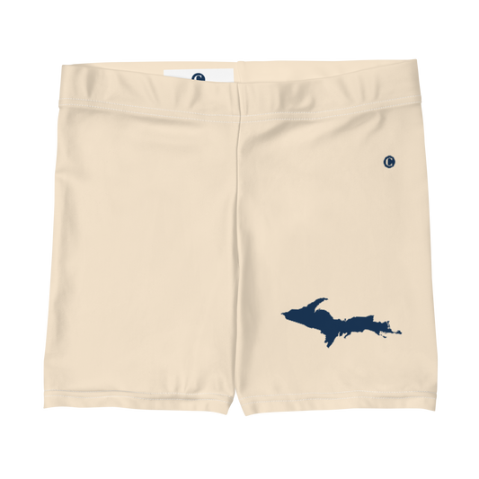 Michigan Upper Peninsula Tight Shorts (w/ UP Outline) | Champagne White