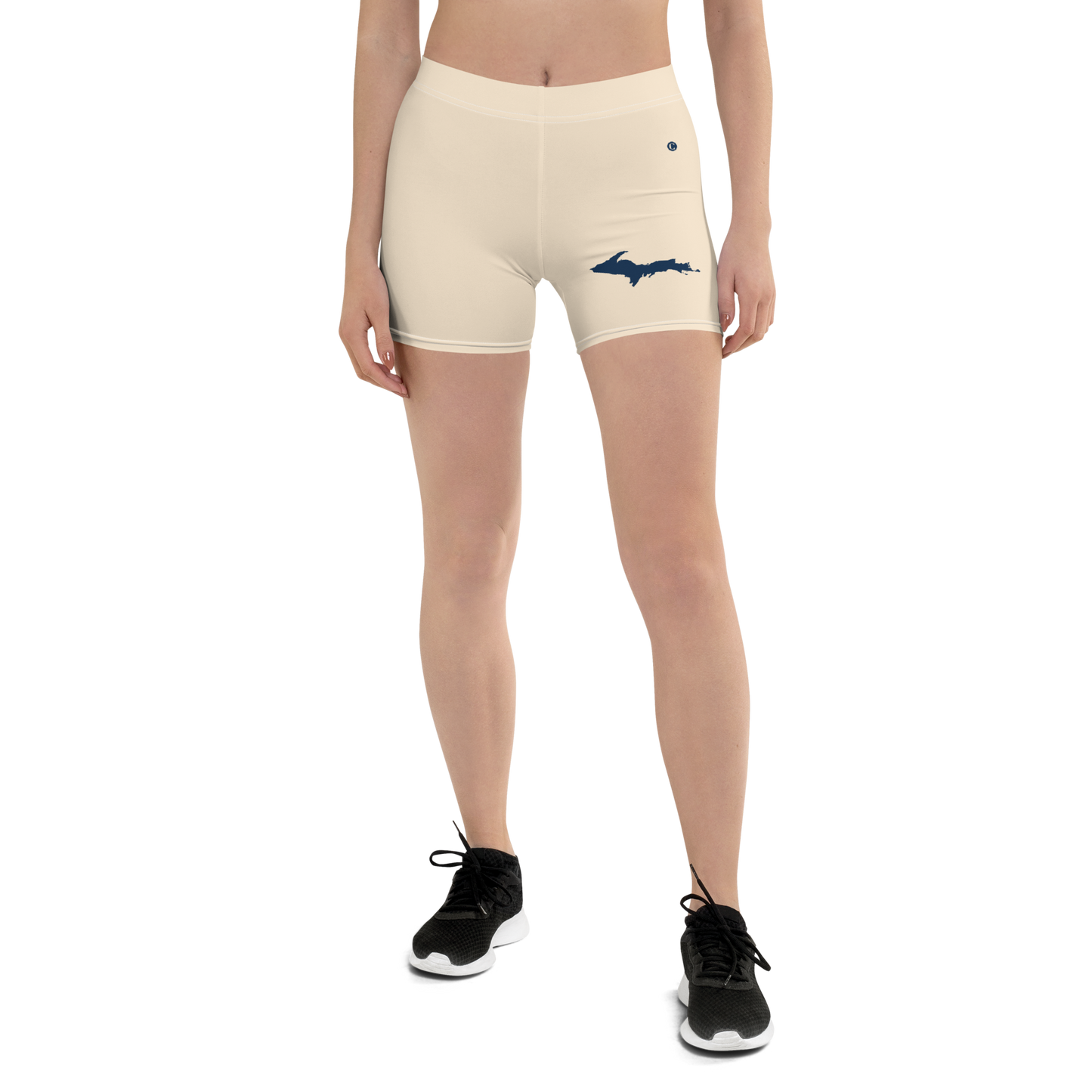 Michigan Upper Peninsula Tight Shorts (w/ UP Outline) | Champagne White