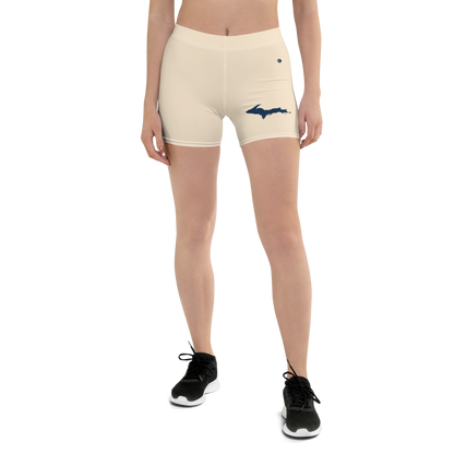 Michigan Upper Peninsula Tight Shorts (w/ UP Outline) | Champagne White