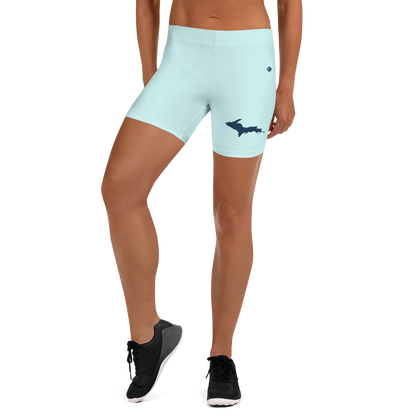 Michigan Upper Peninsula Tight Shorts (w/ UP Outline) | Cyan