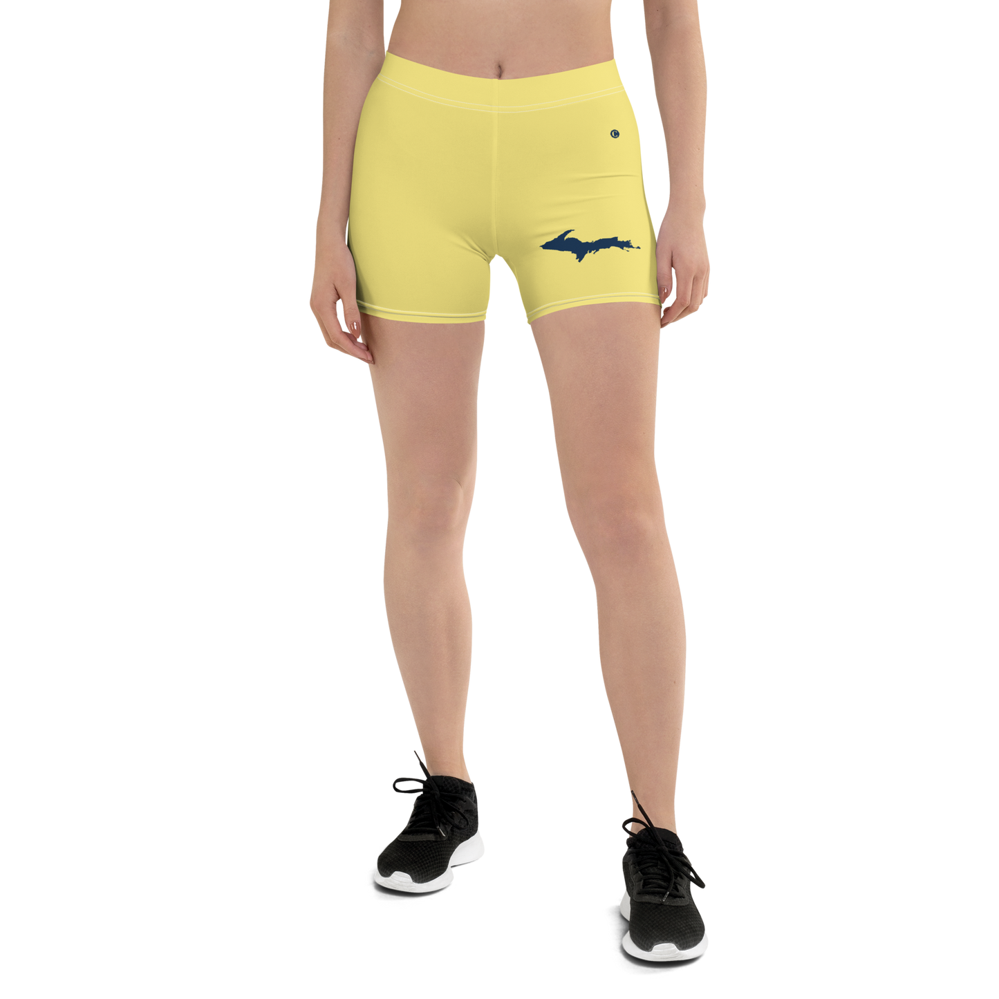 Michigan Upper Peninsula Tight Shorts (w/ UP Outline) | Cherry Yellow