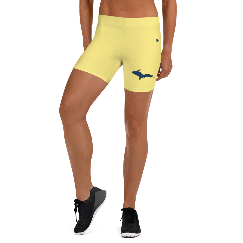 Michigan Upper Peninsula Tight Shorts (w/ UP Outline) | Cherry Yellow