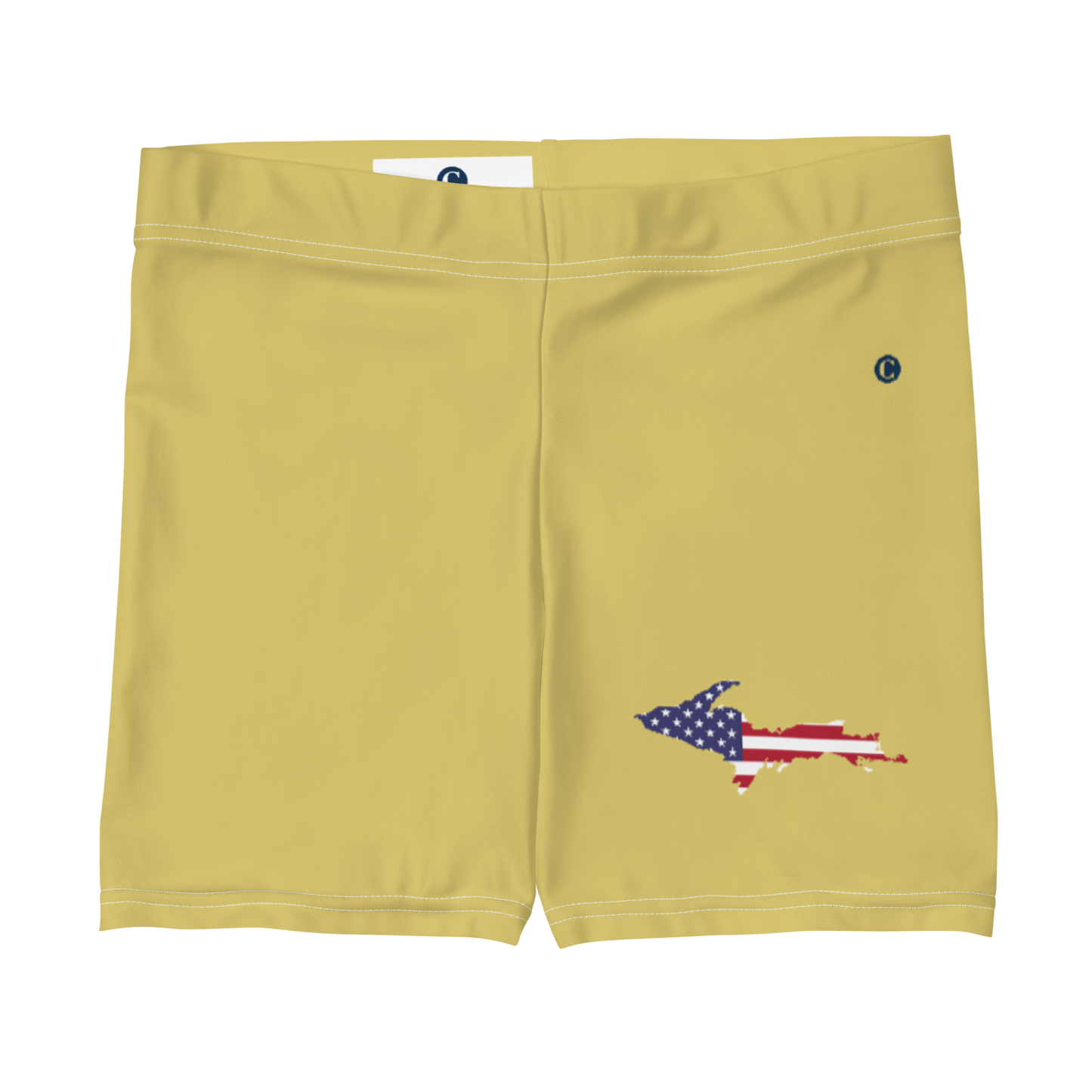 Michigan Upper Peninsula Tight Shorts (w/ UP Outline) | Plum Yellow