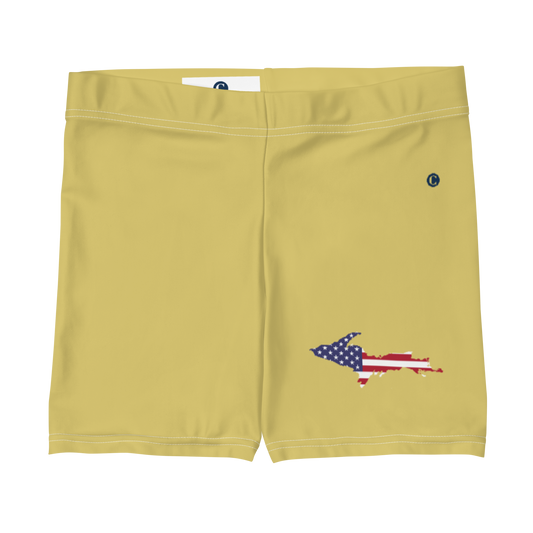 Michigan Upper Peninsula Tight Shorts (w/ UP Outline) | Plum Yellow