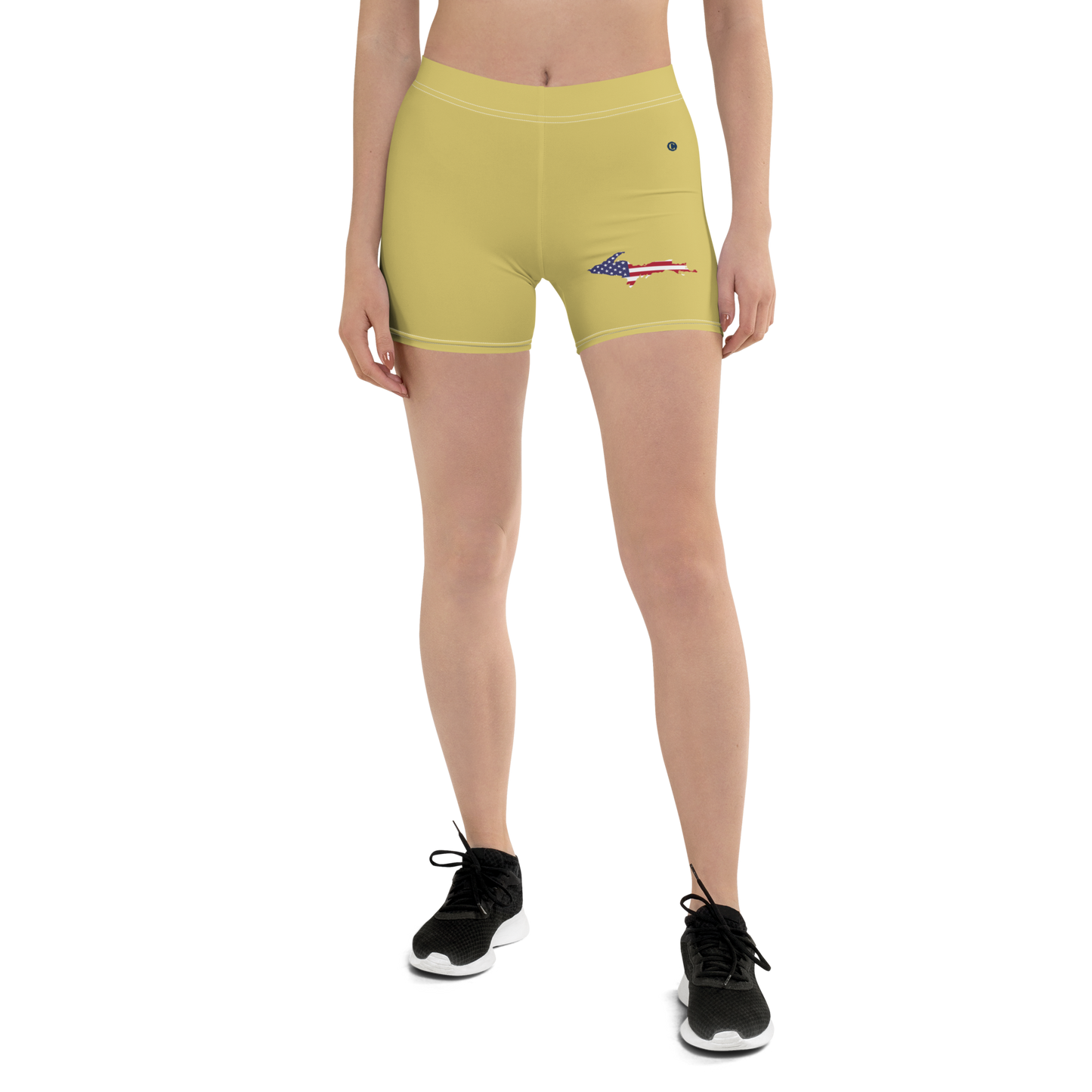 Michigan Upper Peninsula Tight Shorts (w/ UP Outline) | Plum Yellow