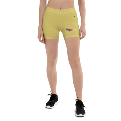 Michigan Upper Peninsula Tight Shorts (w/ UP Outline) | Plum Yellow