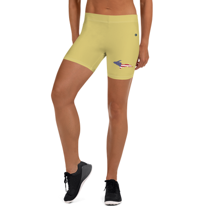 Michigan Upper Peninsula Tight Shorts (w/ UP Outline) | Plum Yellow