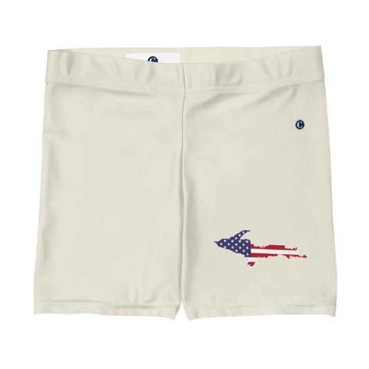 Michigan Upper Peninsula Tight Shorts (w/ UP Outline) | Ivory White