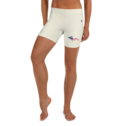 Michigan Upper Peninsula Tight Shorts (w/ UP Outline) | Ivory White