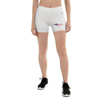 Michigan Upper Peninsula Tight Shorts (w/ UP Outline) | Birch Bark White