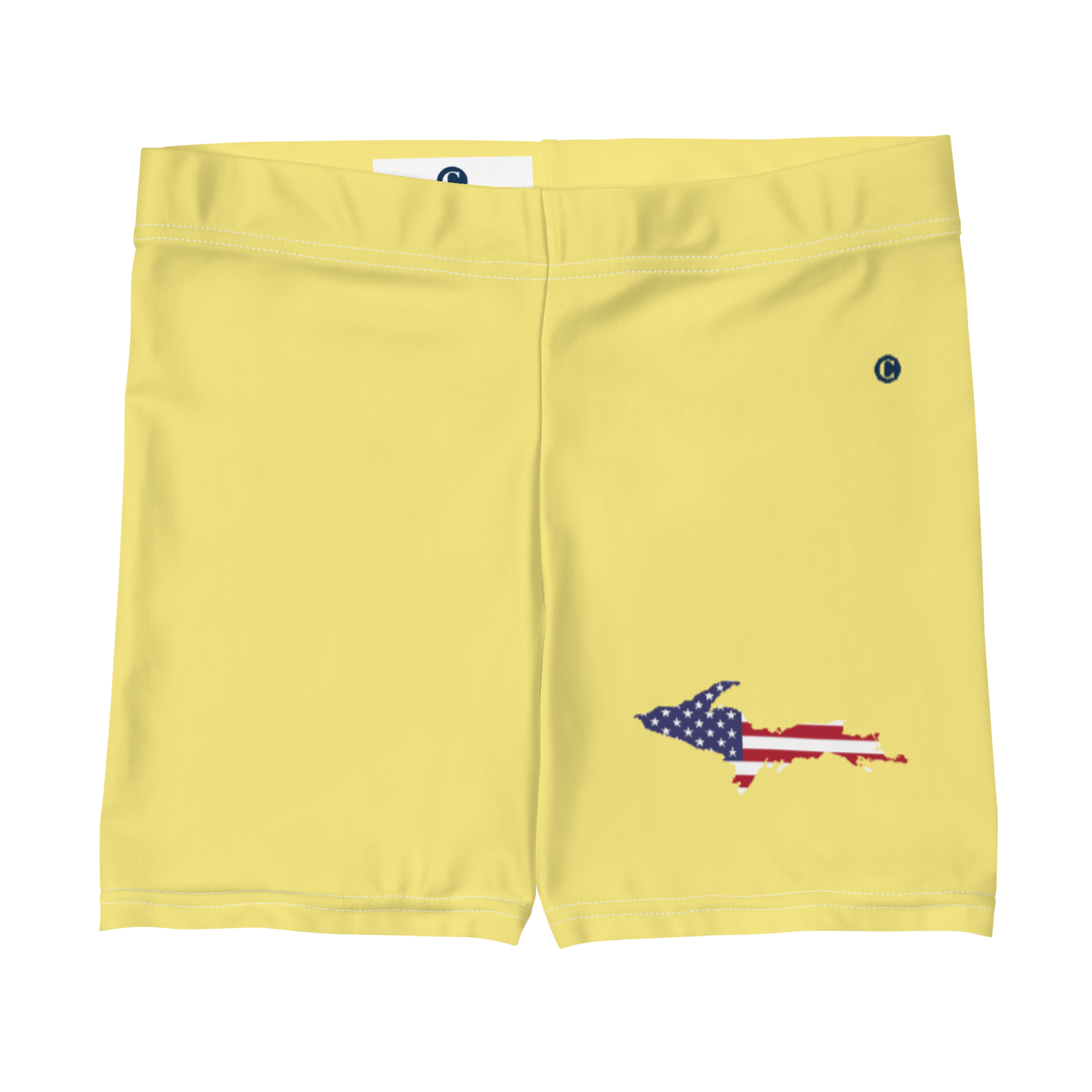 Michigan Upper Peninsula Tight Shorts (w/ UP Outline) | Cherry Yellow