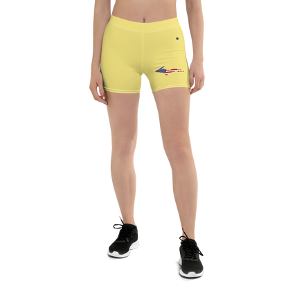 Michigan Upper Peninsula Tight Shorts (w/ UP Outline) | Cherry Yellow