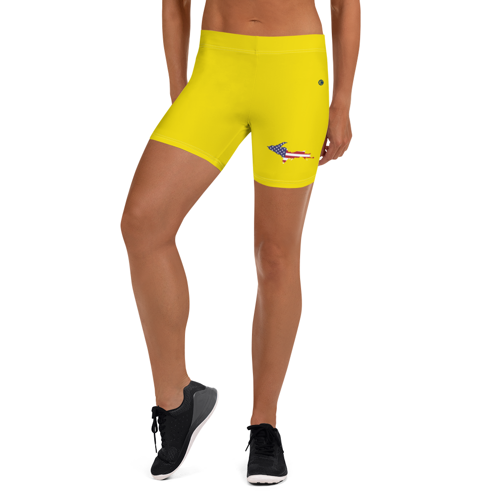 Michigan Upper Peninsula Tight Shorts (w/ UP Outline) | Gadsden Yellow