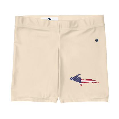 Michigan Upper Peninsula Tight Shorts (w/ UP Outline) | Champagne White