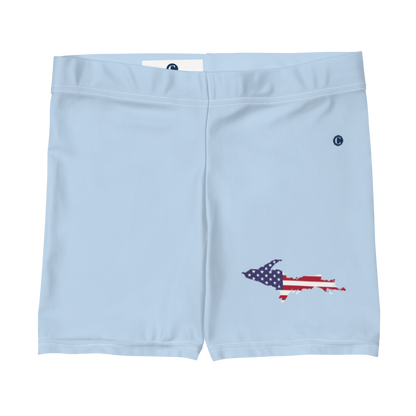 Michigan Upper Peninsula Tight Shorts (w/ UP Outline) | Light Blue