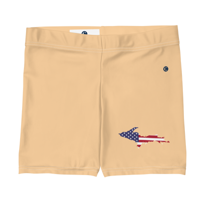 Michigan Upper Peninsula Tight Shorts (w/ UP Outline) | Pale Apricot