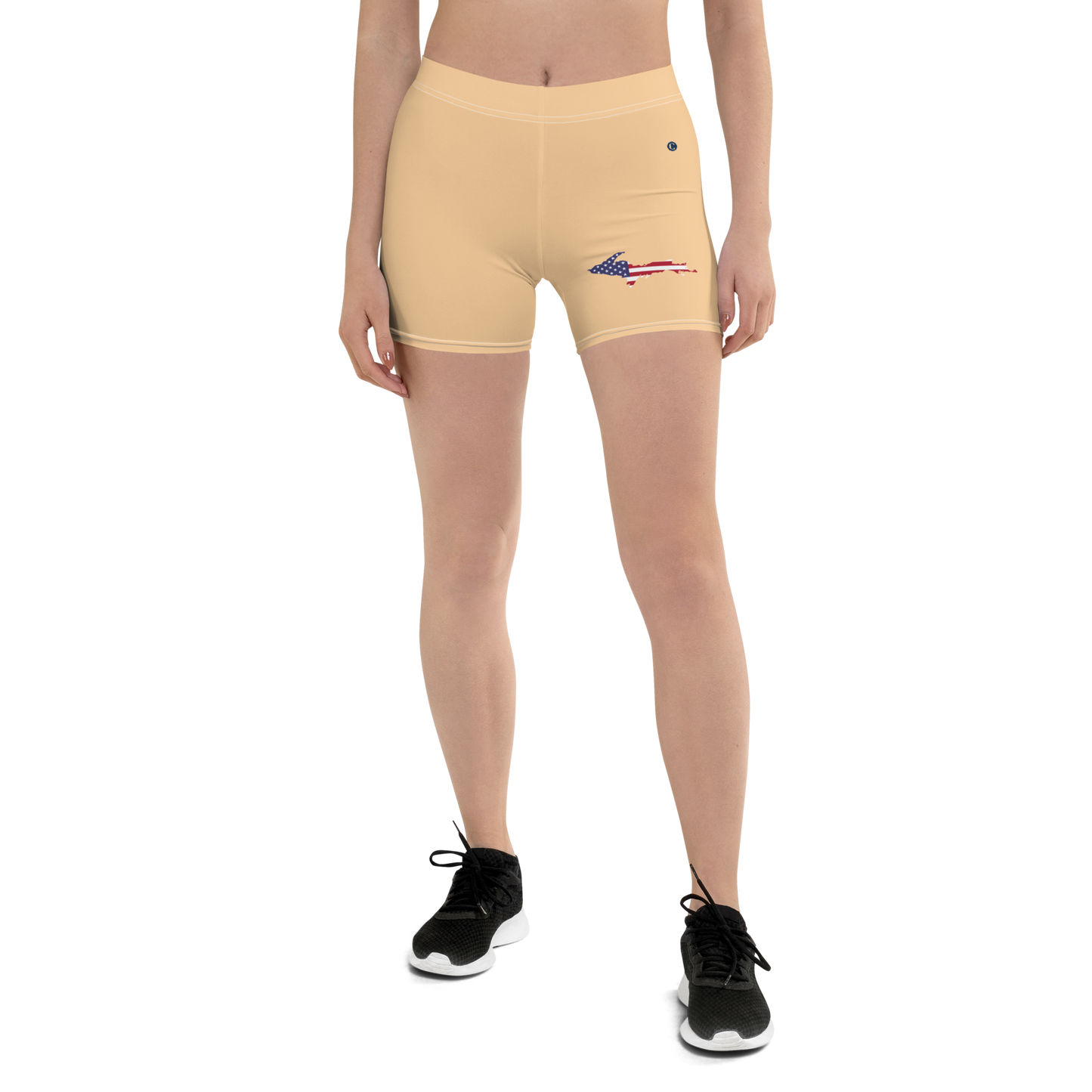 Michigan Upper Peninsula Tight Shorts (w/ UP Outline) | Pale Apricot