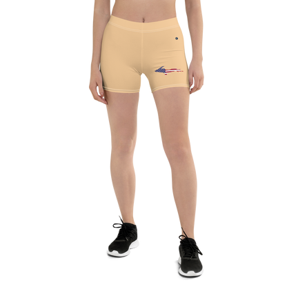 Michigan Upper Peninsula Tight Shorts (w/ UP Outline) | Pale Apricot