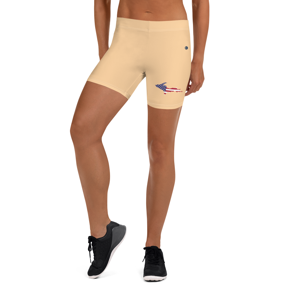 Michigan Upper Peninsula Tight Shorts (w/ UP Outline) | Pale Apricot