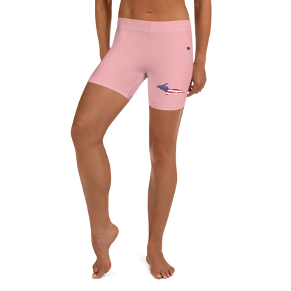 Michigan Upper Peninsula Tight Shorts (w/ UP Outline) | Strawberry Pink