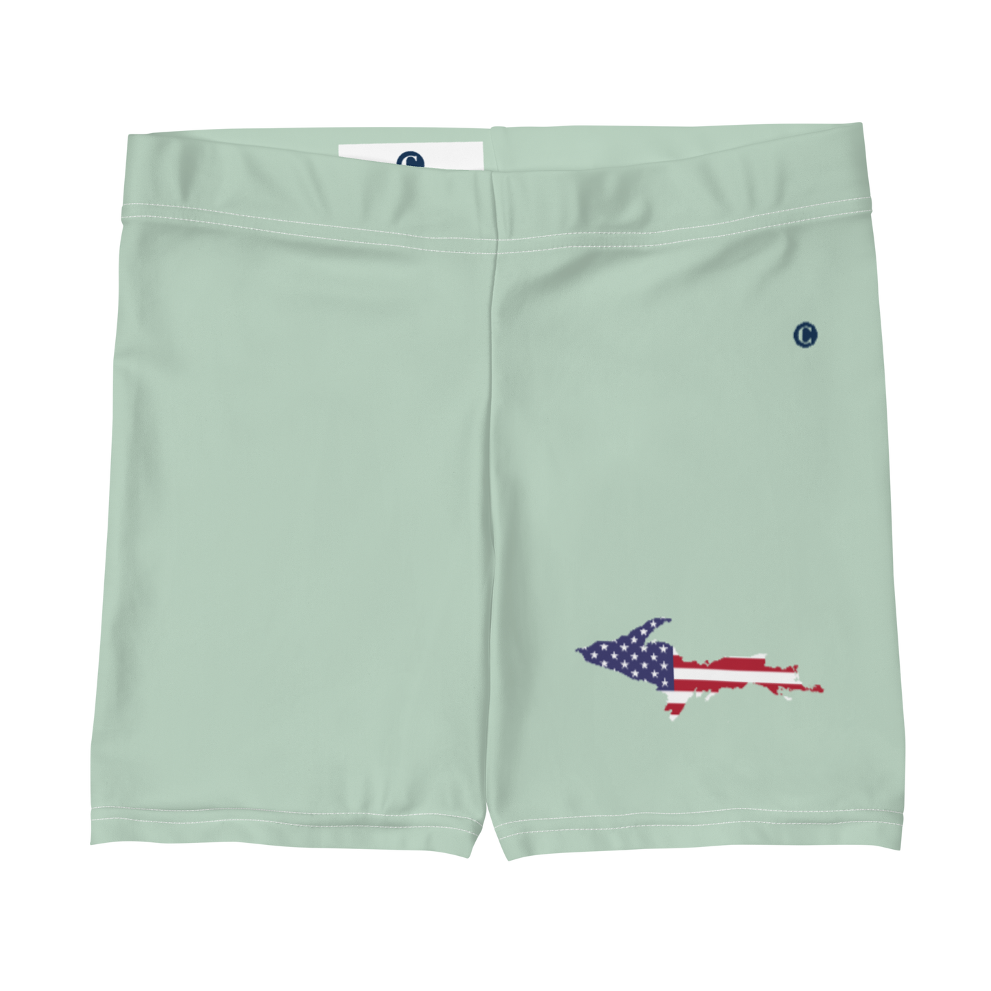 Michigan Upper Peninsula Tight Shorts (w/ UP Outline) | Sea Green