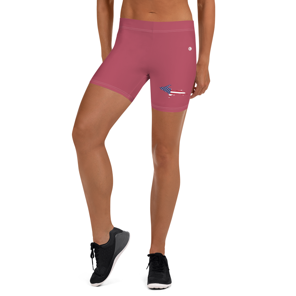 Michigan Upper Peninsula Tight Shorts (w/ UP Outline) | Popstar Pink