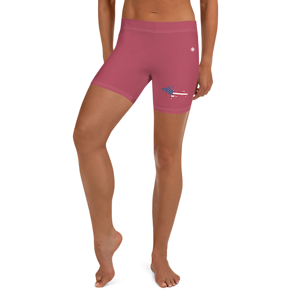 Michigan Upper Peninsula Tight Shorts (w/ UP Outline) | Popstar Pink