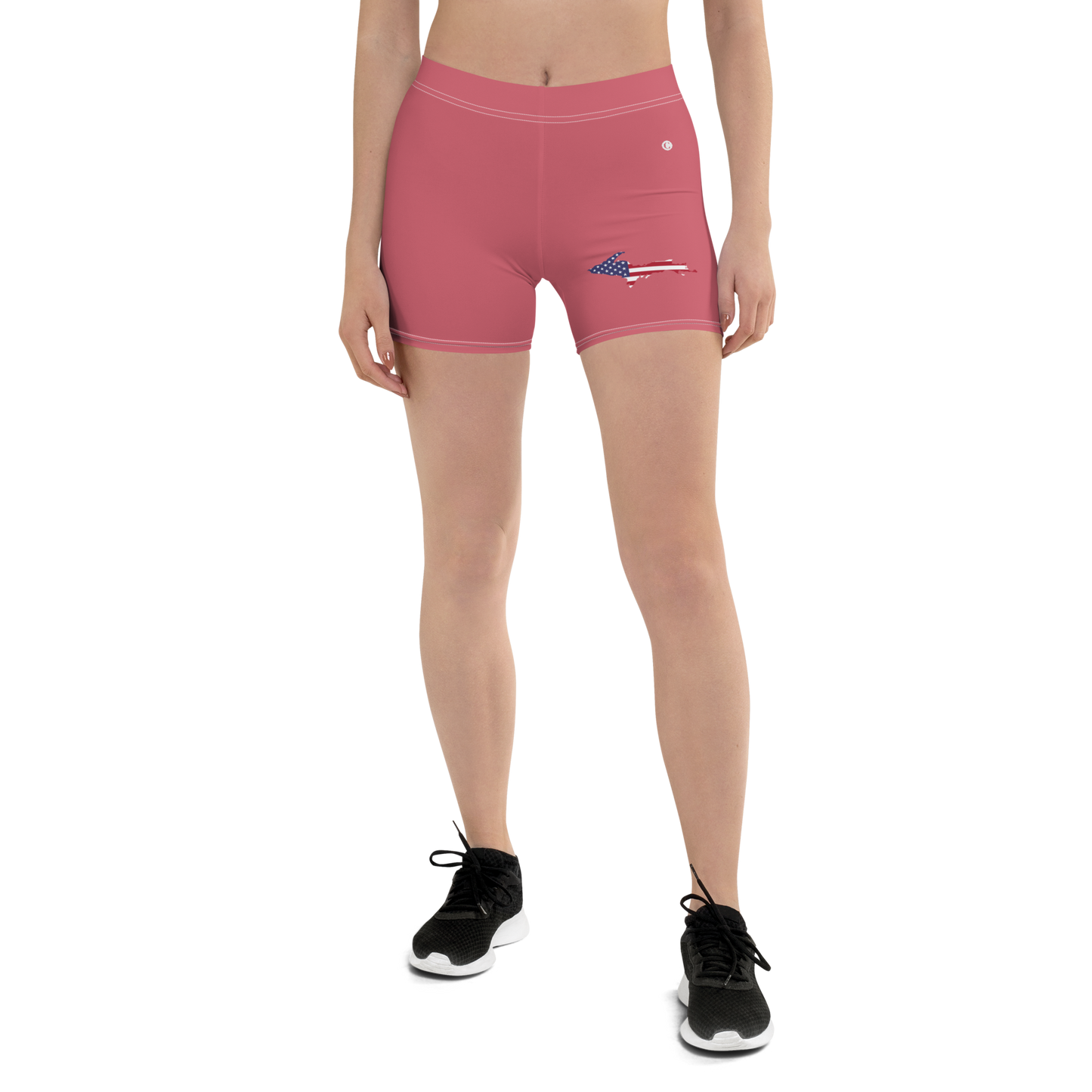 Michigan Upper Peninsula Tight Shorts (w/ UP Outline) | Watermelon Pink