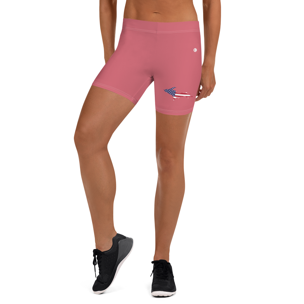 Michigan Upper Peninsula Tight Shorts (w/ UP Outline) | Watermelon Pink