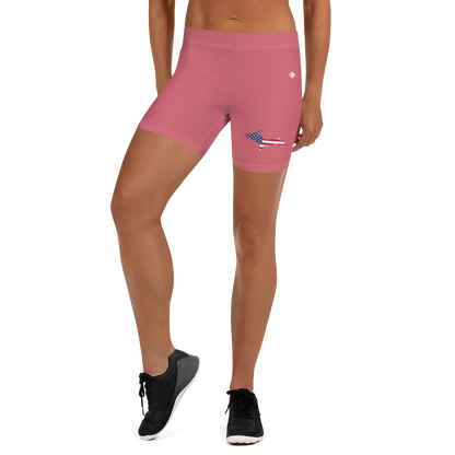 Michigan Upper Peninsula Tight Shorts (w/ UP Outline) | Watermelon Pink