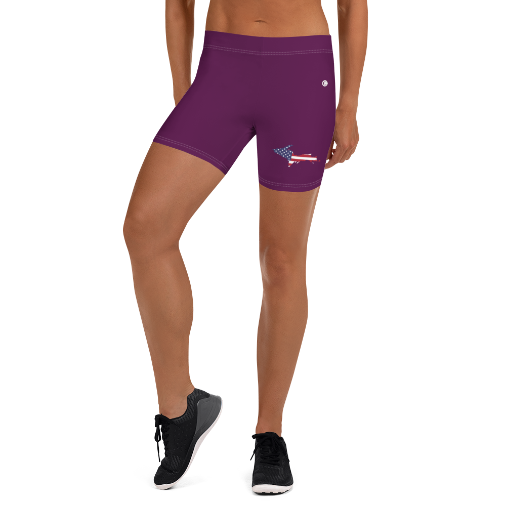 Michigan Upper Peninsula Tight Shorts (w/ UP Outline) | Tyrian Purple